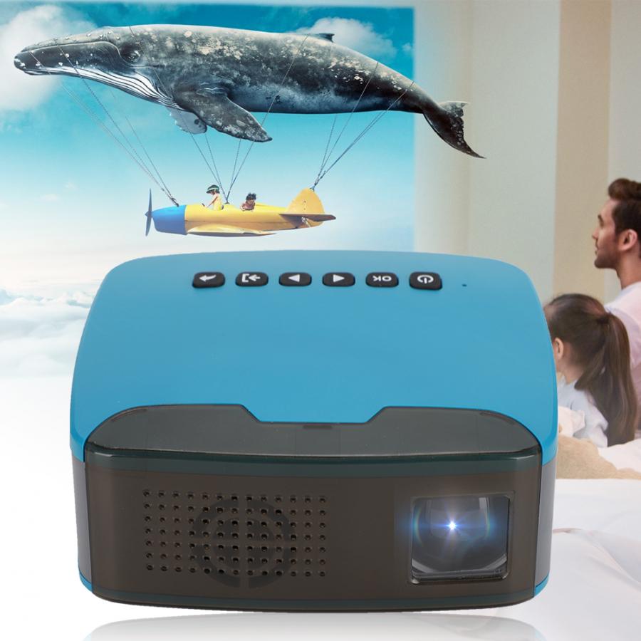 Micro LED Projector with Adjustable Built-in Lens 13ANSI Brightness Support AV / / USB / TF Input