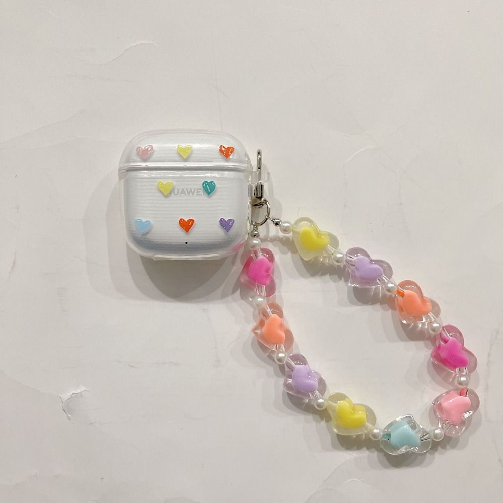Transparent Earphone Protective Case Bracelet Key Chain Shockproof Bluetooth Earphone Case Portable for HUAWEI FreeBuds SE2: Lvory