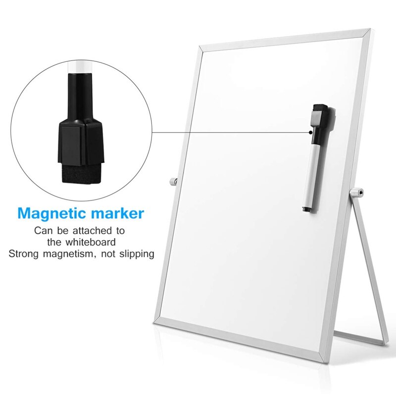Magnetisch whiteboard met standaard voor op het bureau dubbelzijdig whiteboard planner herinnering voor schoolkantoor 11 inch  x 7 inch