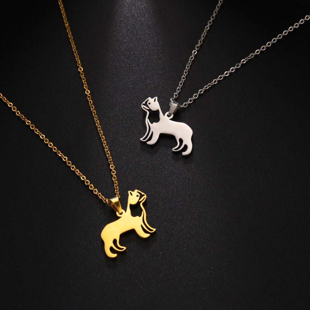 Unift Collier en acier inoxydable avec chat tacheté pour femme, breloques en forme d&#39;animal, ras du cou, bijoux de fiançailles pour amoureux