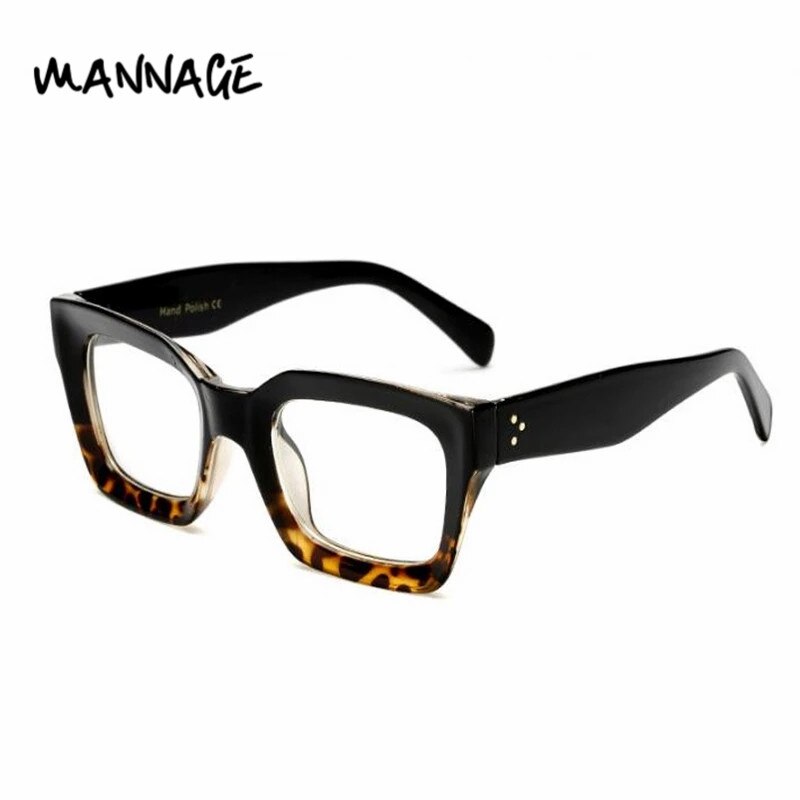 Klassiske overdimensionerede firkantede briller mænd kvinder personlighedsbriller sorte leopard damer mandlige briller