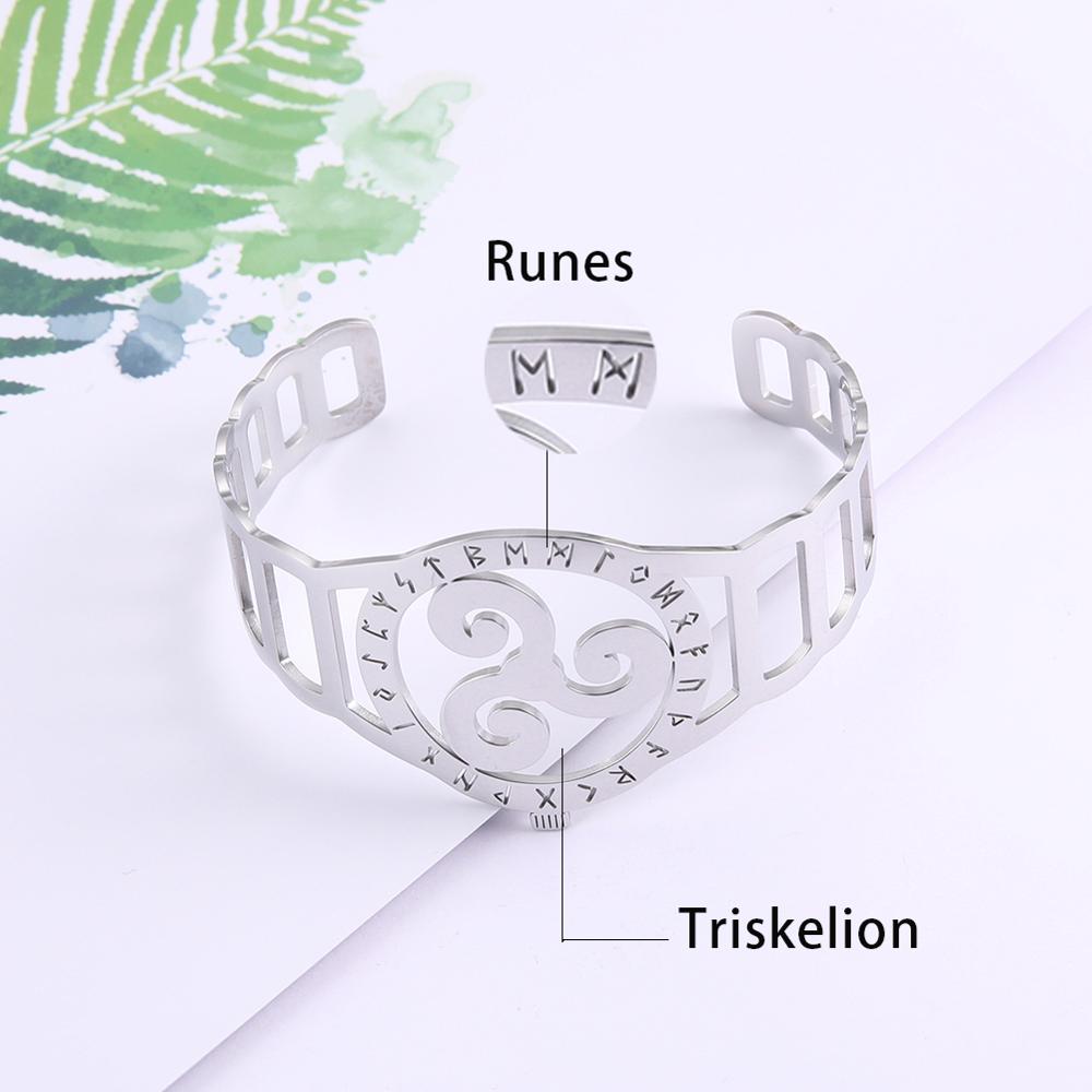 Skyrim Triskelion Valknut Wrist Watch Bracelet Viking Stainless Steel Gothic Nordic Runes Roman Numerals Adjustable Cuff Bangle: Triskelion 1