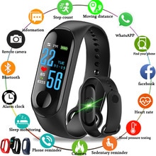 Pulseira inteligente m3, pulseira monitor de pressão arterial, frequência cardíaca, pulseira smart, monitoramento de atividades esportivas, oled, para smartphones ios e android