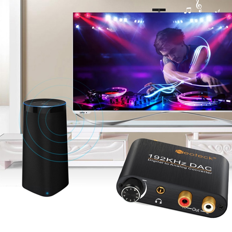 Neoteck Dac Audio Converter Coax Optical Naar Rca 2.1CH Toslink Naar Analoog Audio Converter Rca Met Volumeregeling Voor Amp