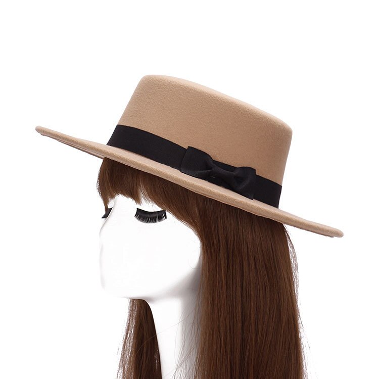 Säsongsbetonad trend rak rak topp hatt prinsessahatt filthatt retro herre hattar dam mössor: Kaki