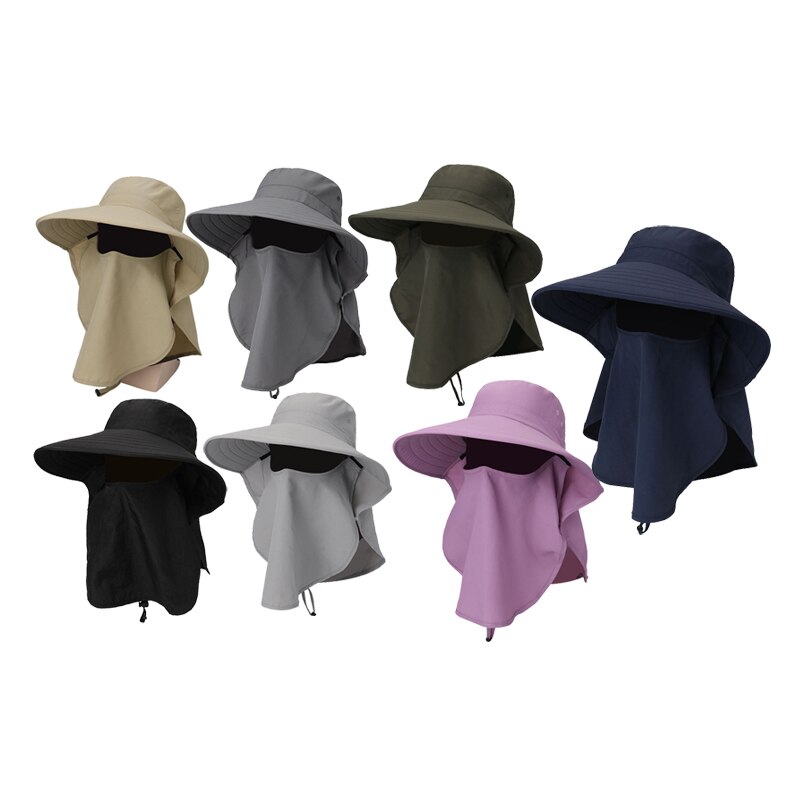 Protection du visage contre les gouttelettes casquette de pêche été en plein air Protection solaire cou visage rabat chapeau large bord