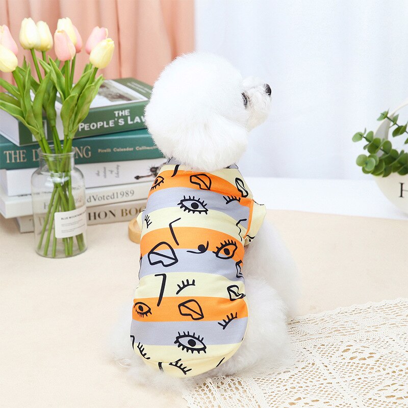 Printed Dog Shirt Graffiti Dog Clothes for Chihuahua French Bulldog Outfit Summer Spring Pet Costume: orange / XL