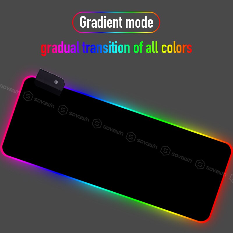 Sovawin Rgb Gaming Muismat 80X30Cm Alle Zwart Led Licht Computer Mousepad Xl Gamer Bureau Mat Pad antislip Voor Pc Toetsenbord Laptop