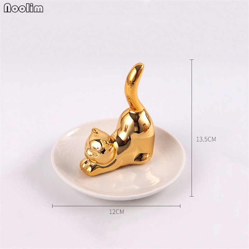 NOOLIM Nette Katze Schmuck Gestell Keramik Schmuck Lagerung Tablett-Ring Halskette Lagerung Tablett Schmuck Palette essen Palette Trockenen Obst Platte