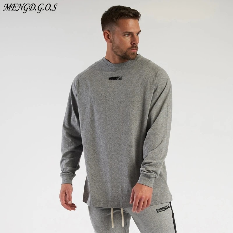 Autumn Streetwear Cotton Round Neck Men's T-shirt Jogger Casual Men's Sportswear Men's Long Sleeve T-shirt