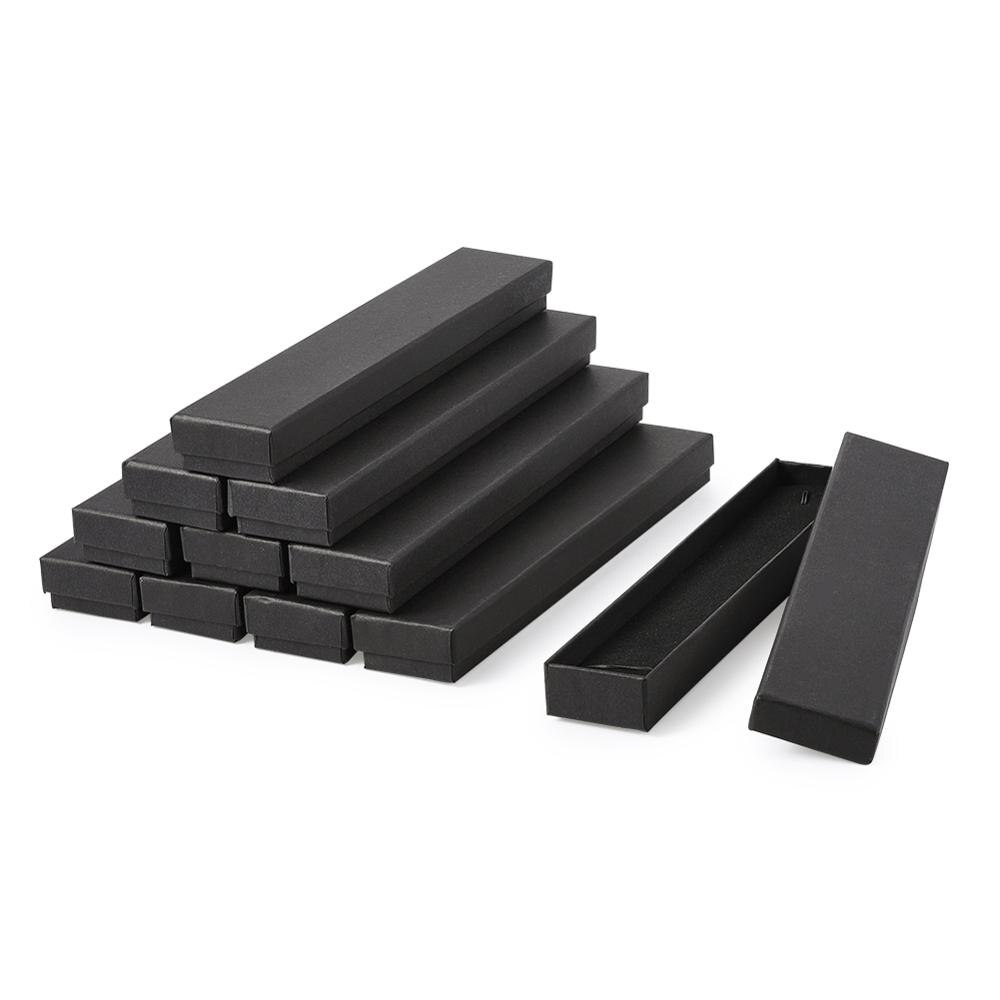 12pcs Cardboard Jewelry Boxes - 21x4x2cm Rectangle Packaging for Bracelets, Necklaces: Black