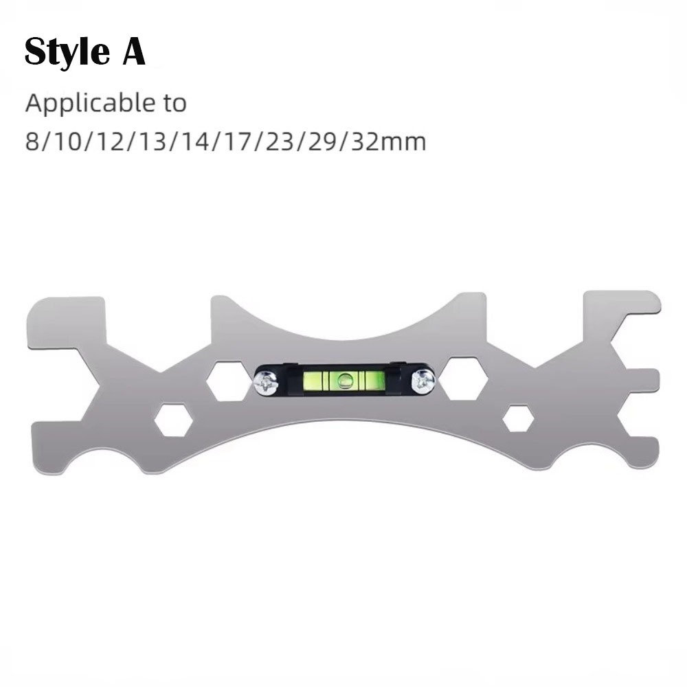 Multifunctional Faucet Installation Wrench Thickened with Level Gauge Bend Angle Leveling Wrench Durable: Silver