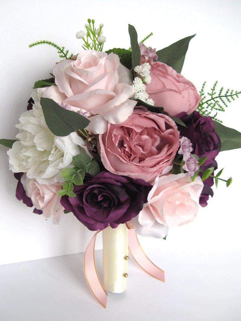 Bouquet de mariage Bouquet nuptial fleurs de mariage accessoires de mariage mauve prune rose blush aubergine fleur de soie décoration de la maison