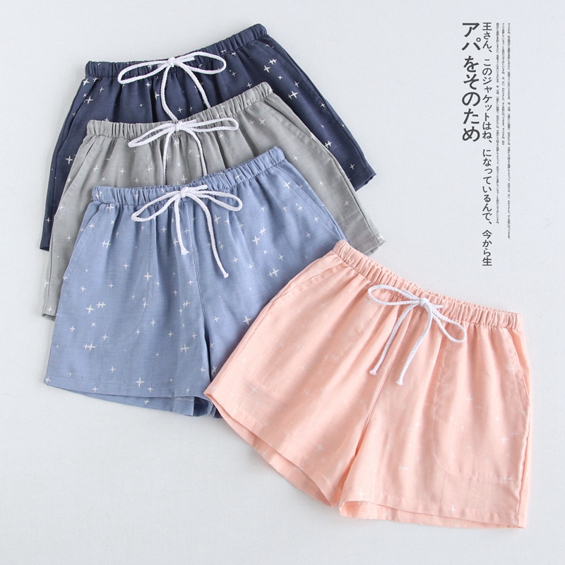 Mignon été fonds de sommeil coton pyjama Shorts femmes cordon pyjama pantalon lâche 8 couleur pyjamas taille élastique B87801