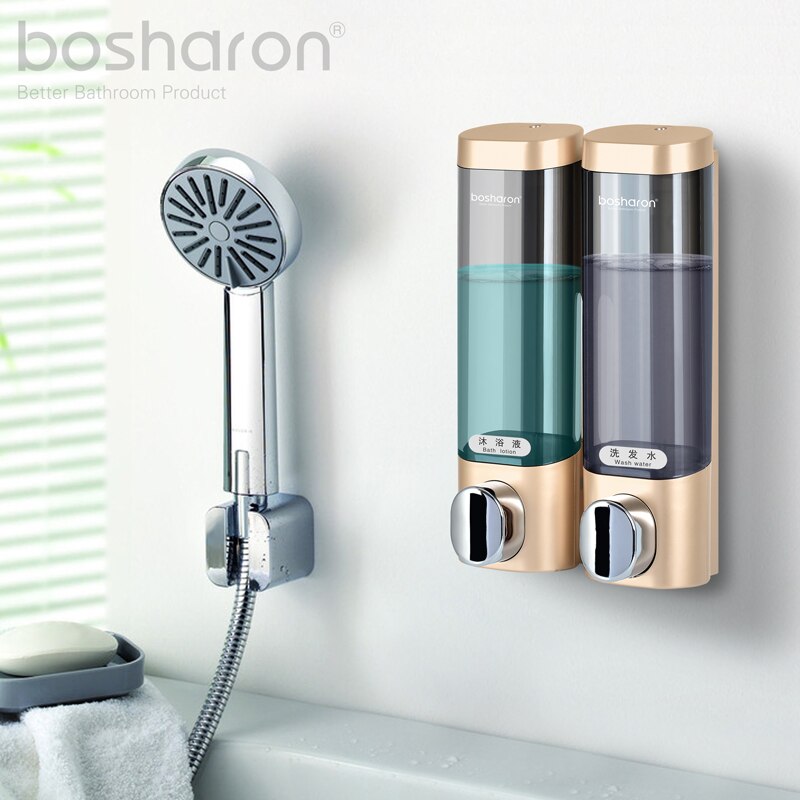 Dispensador de jabón líquido de montaje en la pared, botellas de detergente de plástico, dispensadores de Gel de ducha y champú para Hotel, accesorios de baño y cocina para el hogar