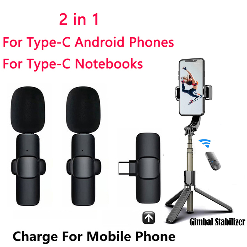 Ojal Lavalier micrófono de solapa inalámbrico Bluetooth Mini micrófono para teléfono PC móvil pequeño Micro pequeño corbata Mike Mikrofon USB: Negro