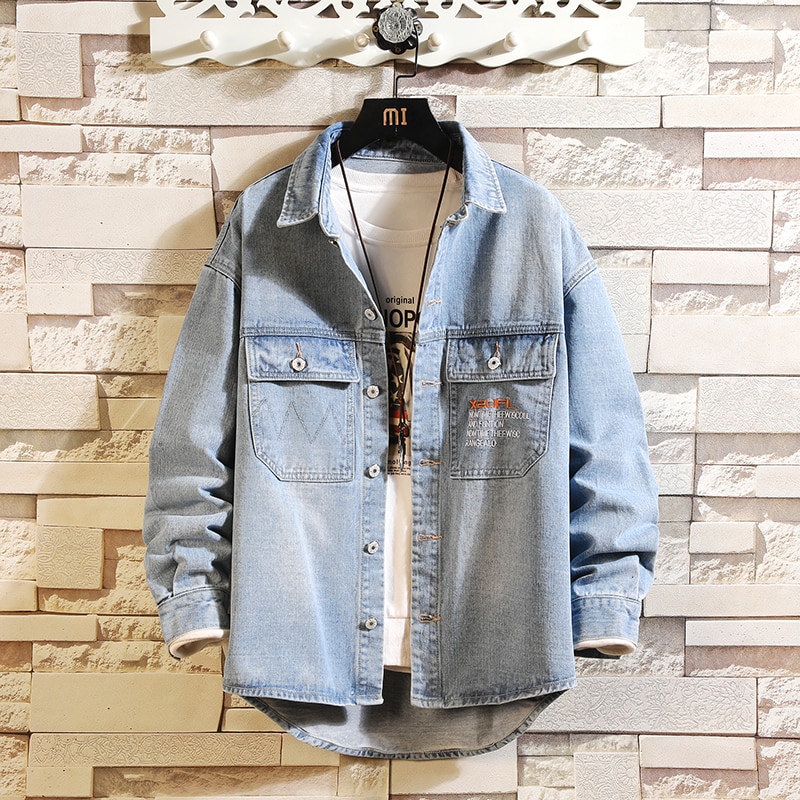 Denim veste hommes imprimer moto basique manteau hommes japonais Streetwear Hip Hop veste Cowboy mâle Jean Bomber vestes