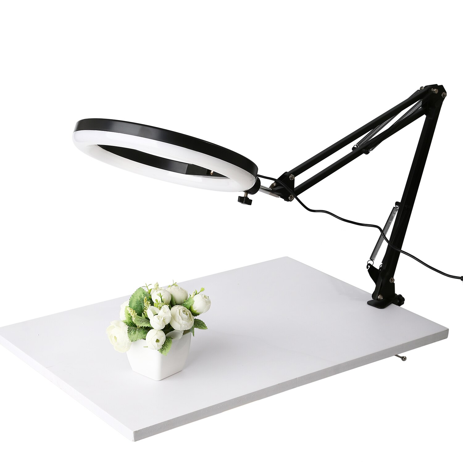 Fotografering selfie lys 26cm 33cm ring rgb lampe med lang arm desktop tablet til telefon video live overhead skydning manicure