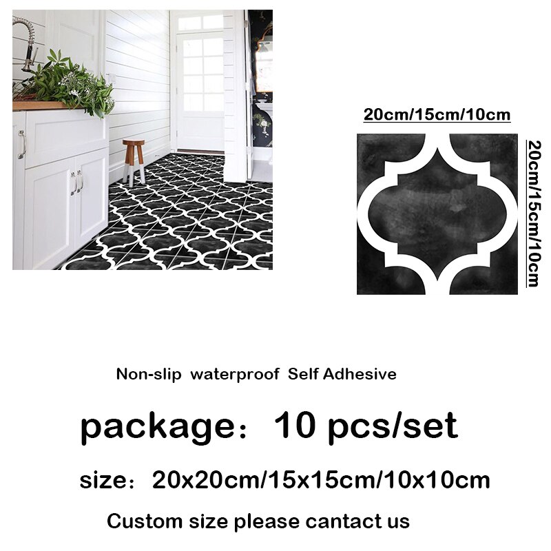 10pcs Waterproof Bathroom Livingroom Floor Tile Stickers Adhesive PVC Retro Sticker Non-Slip DIY Home Decor 10/15/20/30cm: 5 / 30cmx30cmx10pcs