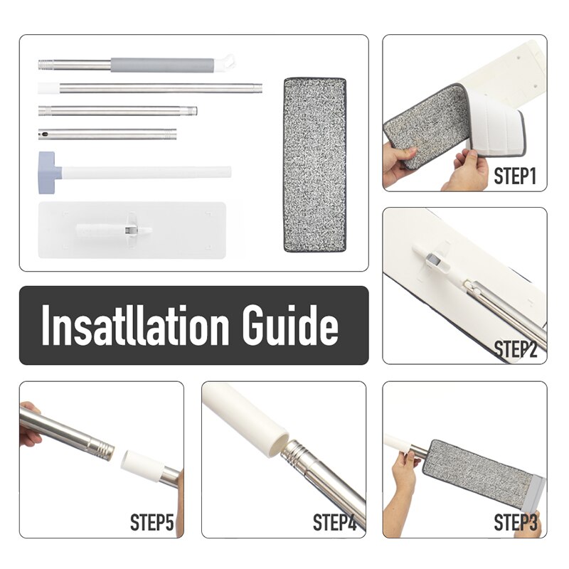 Microfiber Mop Floor Cleaning System Hardwood Floor Mop with 2 Washable Pads Perfect Cleaner for Hardwood, Laminate & Tile Floor