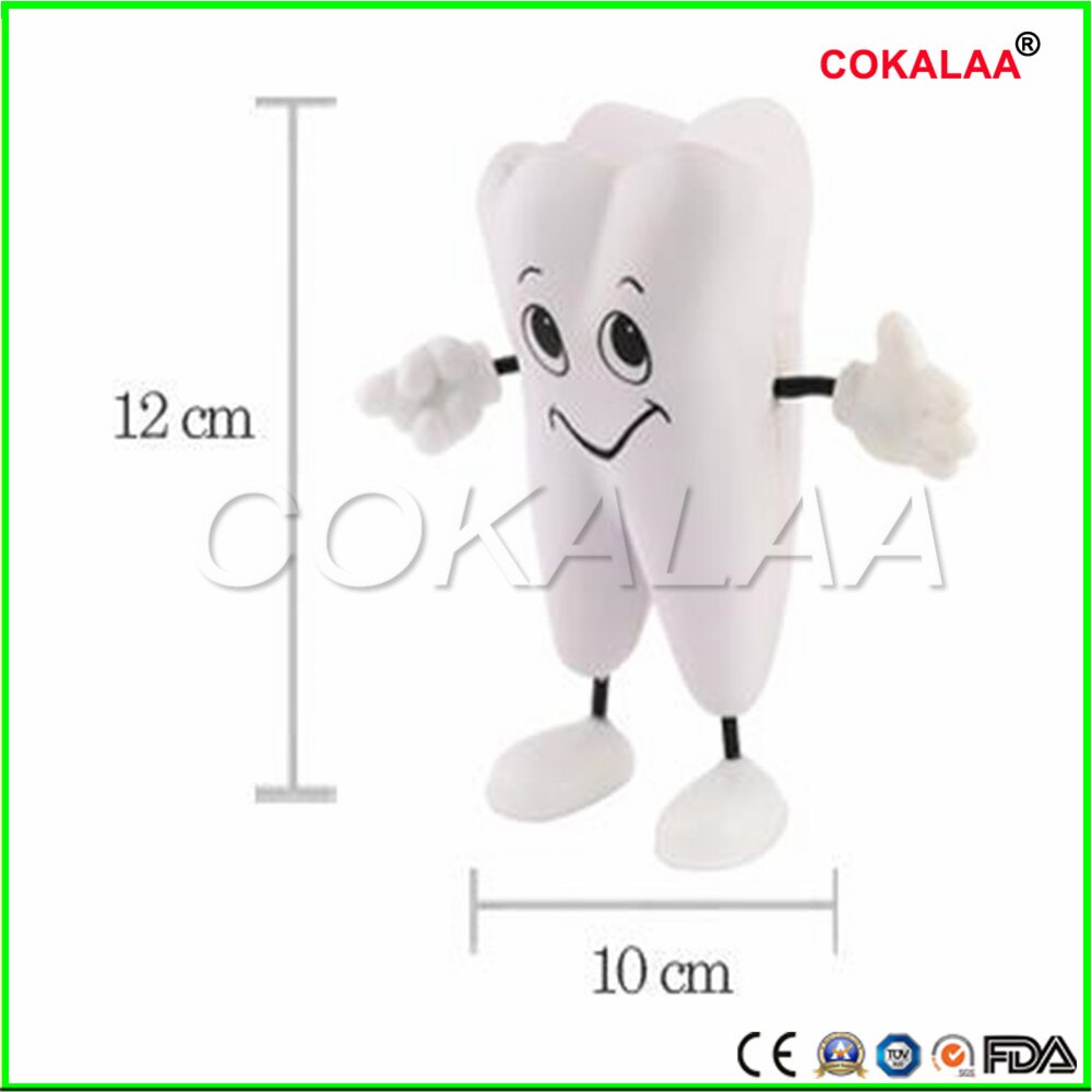 Tand-figur kläm leksak mjuk pu skum tand modell form kawaii tandklinik tandvård reklamartikel tandläkare