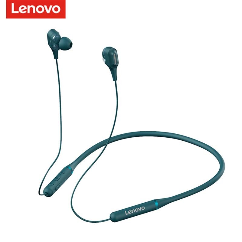 Lenovo QE66/XE66 Bluetooth 5.0 Headphones - Quad Speaker Stereo, Magnetic Neckband, Sport In-Ear: Green