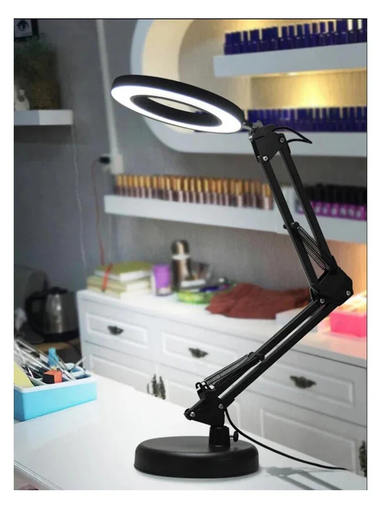 LED-Lupe, 8-fach, mit Klemme, 3 Farbmodi, verstellbarer Schwenkarm, beleuchtete Lupe, Schreibtischlampe für Reparaturarbeiten, Bastelarbeiten