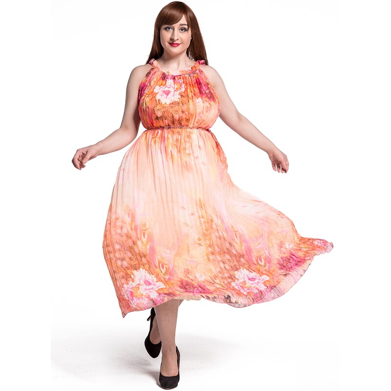 Bohemian Casual Women Summer Floral Chiffon Dress Sleeveless Club Party Dress Vestidos largos de verano