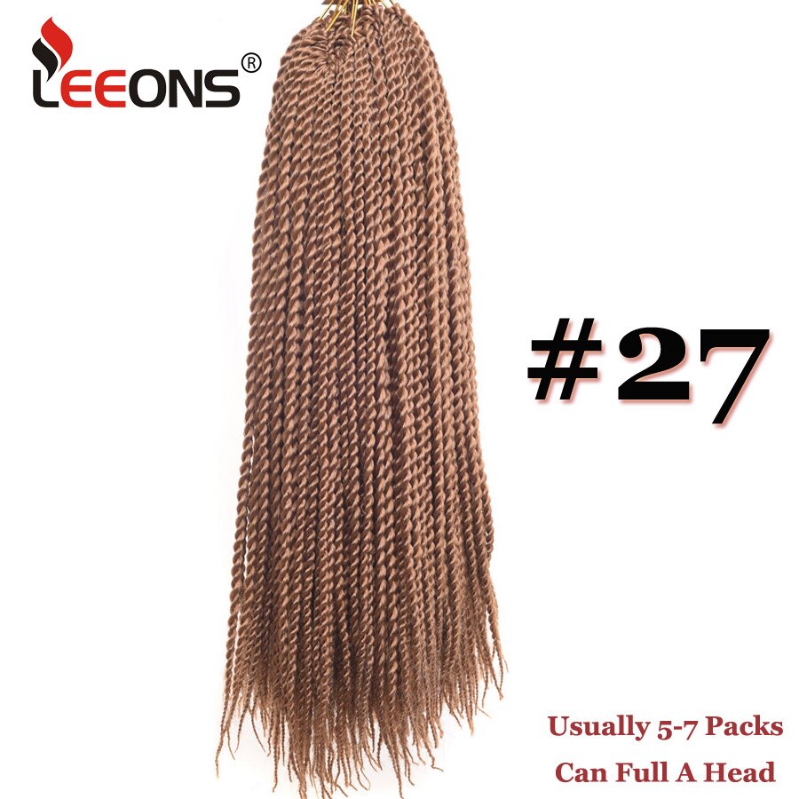 Leeons Small Senegalese Twist Braids 18 inch 30 Roots Synthetic Crochet Hair Extensions Ombre Braiding Hair 15 Colors Available: #27