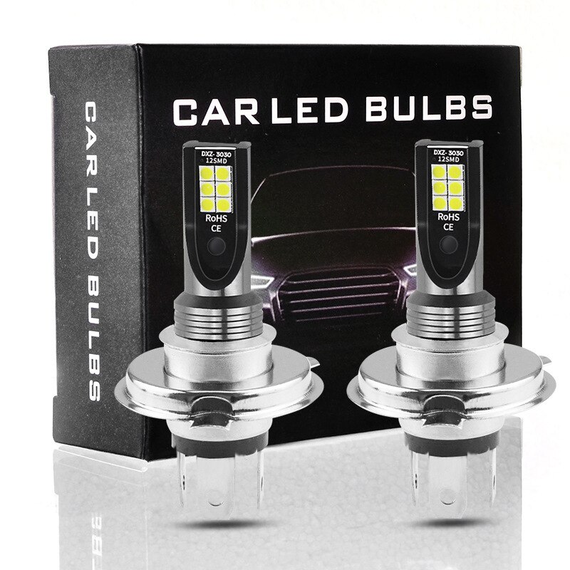 2 stuks waterdichte  h4 24w auto koplampen koplampen 12 led mistlampen conversiekit super heldere led lamp 6500k