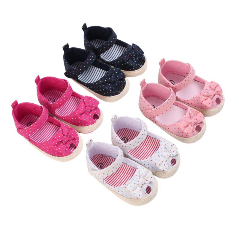 Baby-mädchen-sandalen mit schleife, süße sommer-sandalen mit weicher sohle, flache prinzessinnenschuhe, rutschfeste lauflernschuhe für kleinkinder, größe 12-36m