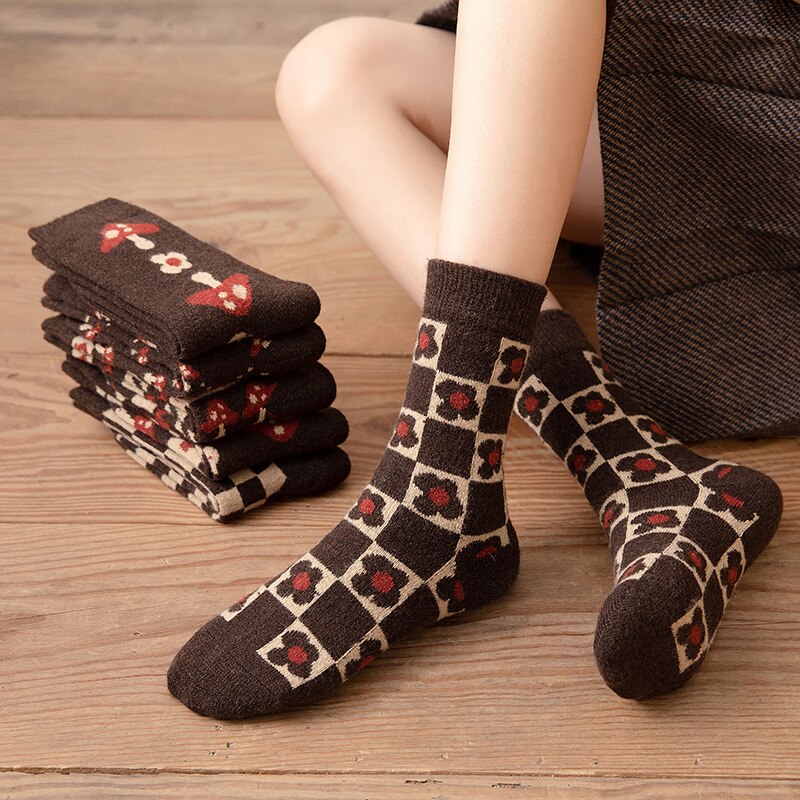 Calcetines gruesos de lana para mujer, medias de tubo informales, de algodón, cómodos y cálidos, para Otoño e Invierno