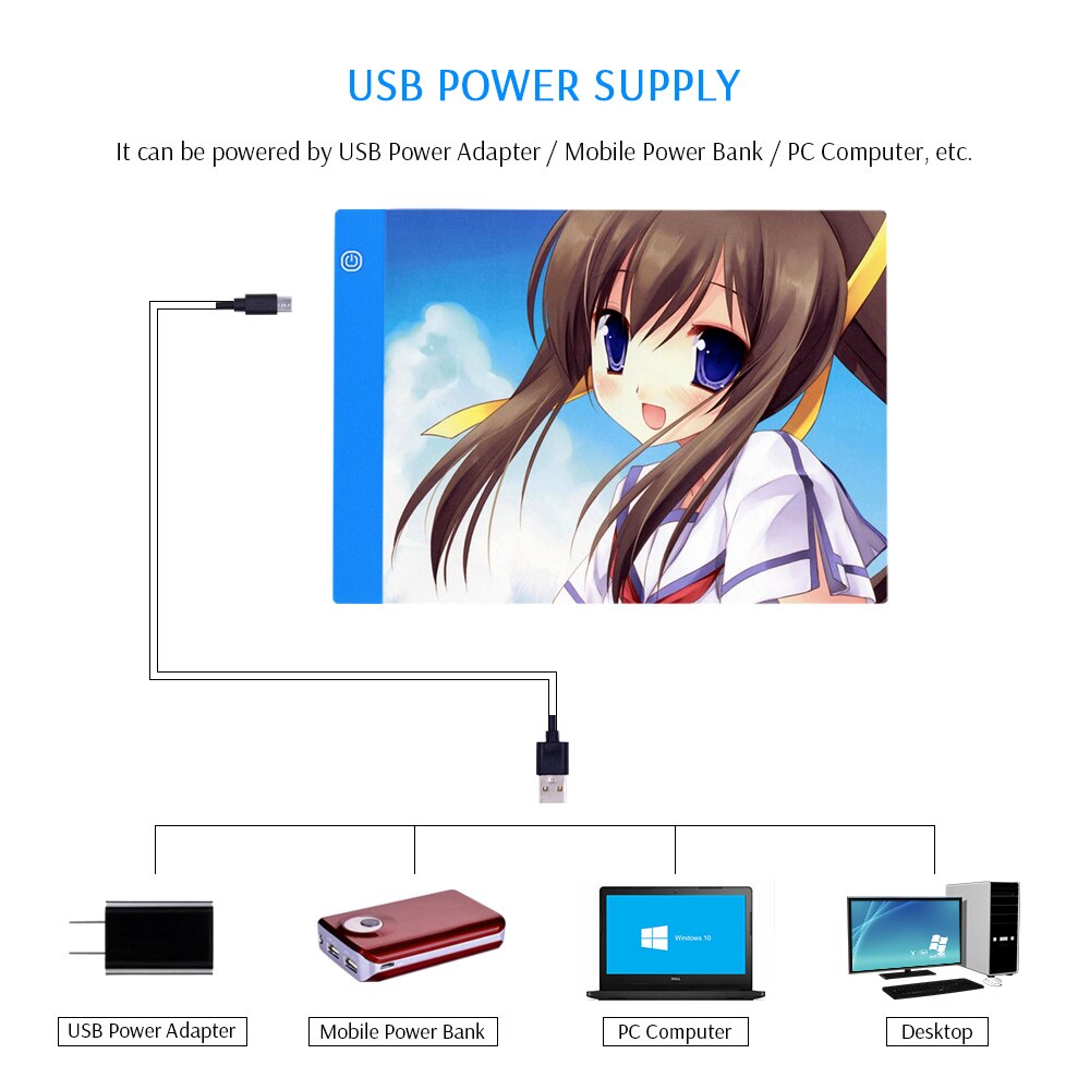 CHIPAL Digital A4 Drawing Tablet Graphics Tablets USB Dimming LED Light Box Electronics Art Diamond Painting Writing Copy Board