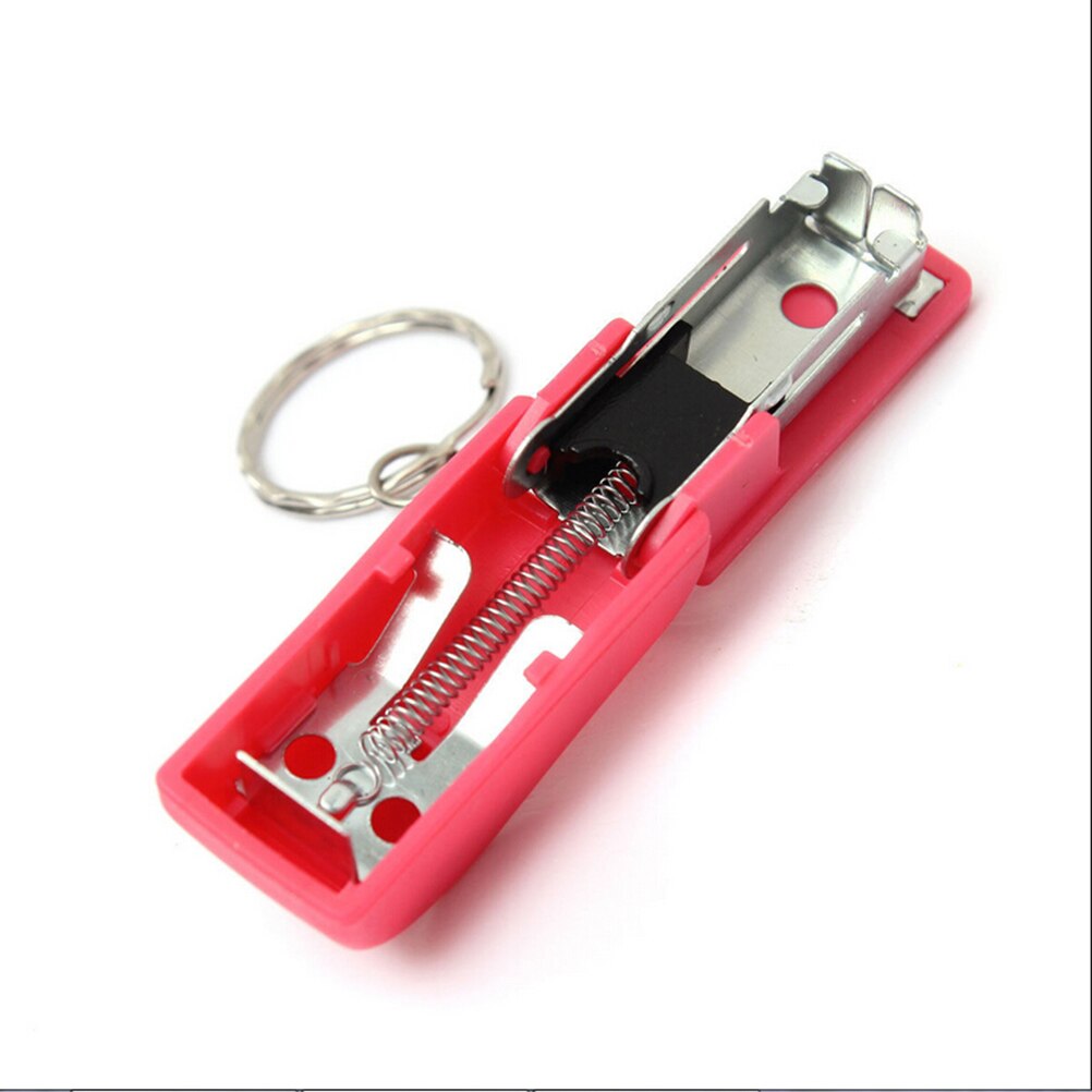 1pc papier reliure reliure trombone Mini agrafeuse avec porte-clés école bureau fournitures papeterie couleur aléatoire