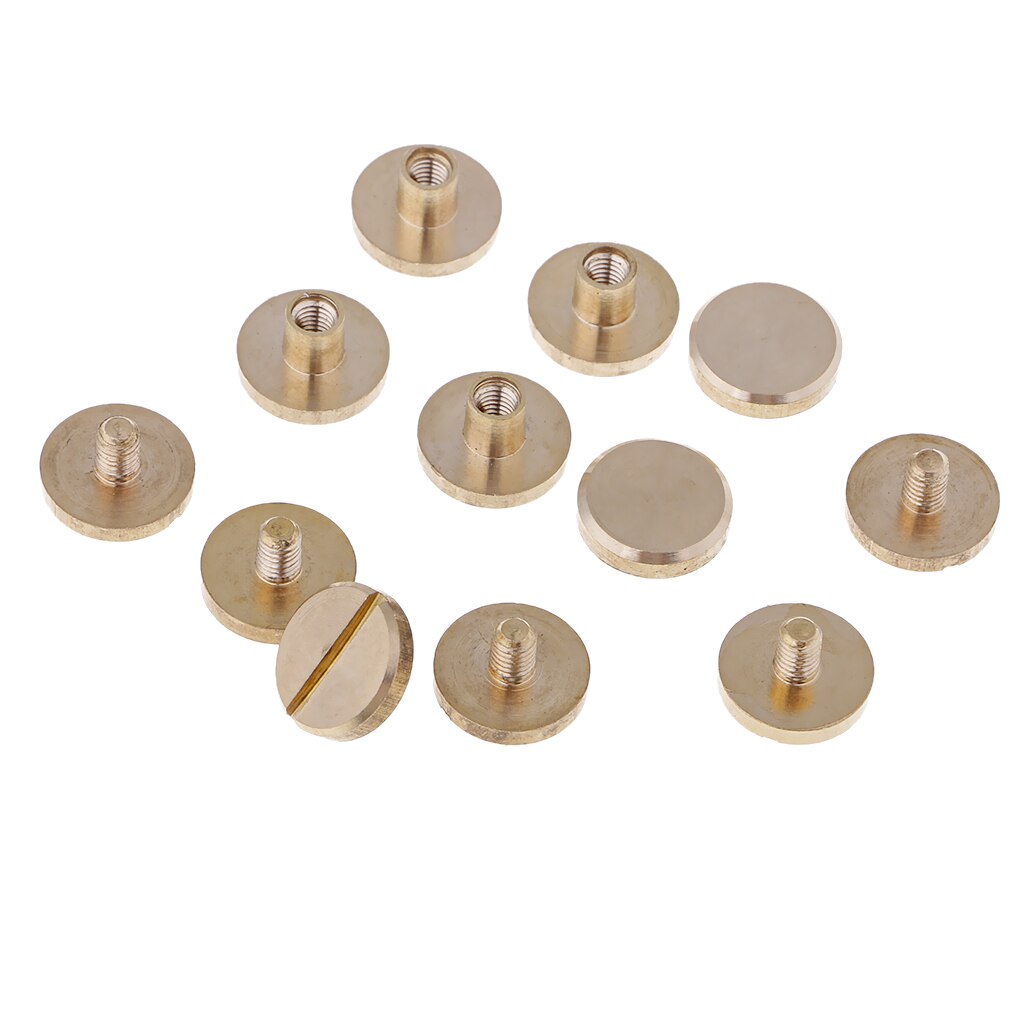 6 Sets Massief Messing Platte Ronde Kop Stud Lederen Craft Chicago Schroeven