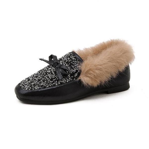 Mocasines de piel con nudo Lazo de cristal para mujer, zapatos informales con punta redonda, suaves, con diamantes de imitación y mariposas: 2 / 37