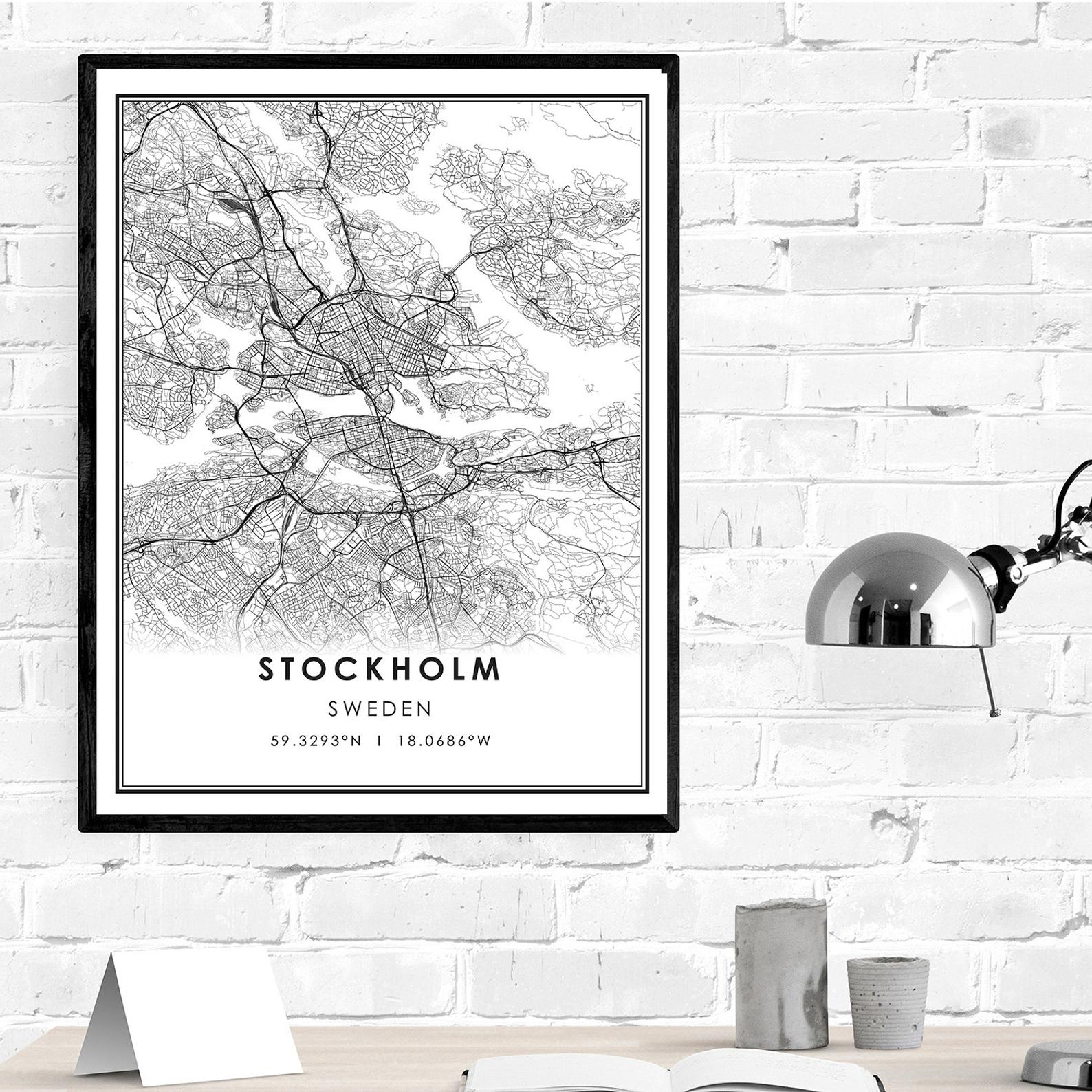 Stockholm map print poster canvas | Stockholm city map print poster canvas | Sweden Stockholm city road map