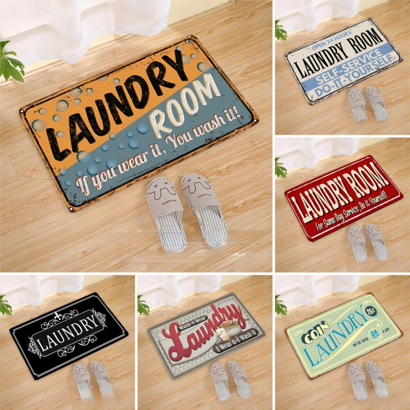 Vloermat voor de wasruimte, geschikt voor binnen, toilet en entree, decoratief, wasbaar, antislip, gemakkelijk schoon te maken, kreukvrije deurmat