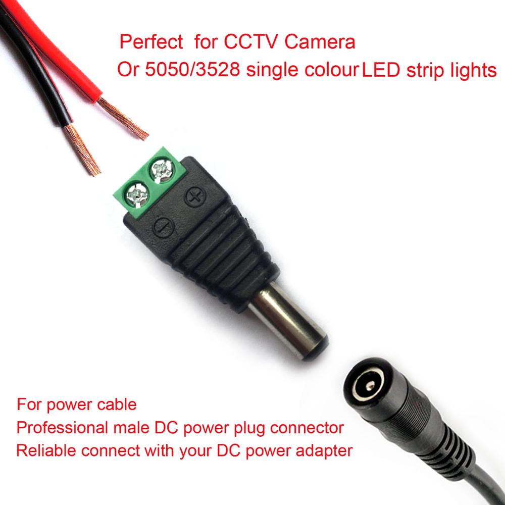 Conector de Cable de alimentación hembra y macho, Conector de conexión de enchufe para tira LED CCTV, cámara de seguridad DVR, 100x5,5 MM, 5 uds., 10 Uds., 2,1 Uds.