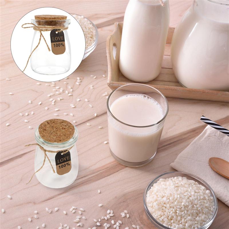 Botellas de cristal para leche con tapa de madera, resistentes al calor, 100ML, 10 Uds.