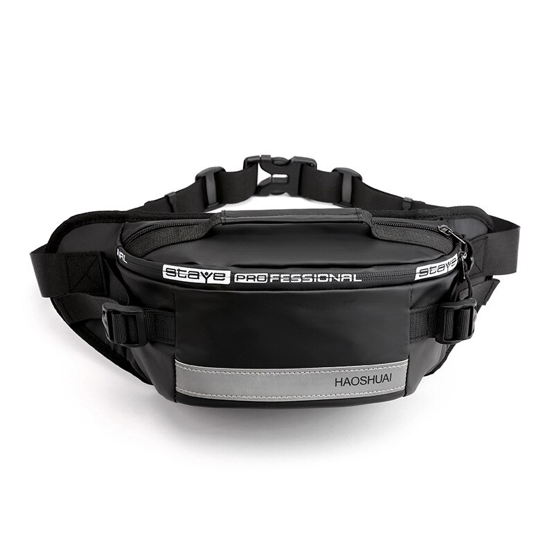 Man Waterproof Waist Bag Chest Pack Outdoor Sports Crossbody Bag Hip Bag Casual Travel Male Bum Belt Bag: Black