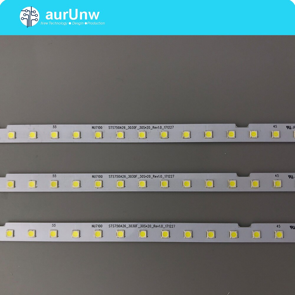 Tira de luces LED de retroiluminación, accesorio para Samsung 75NU7100 sts750a26 _ 3030f UE75NU7170 UE75NU7105 UN75RU7100 sts750a26 _ 3030f, 3 unidades