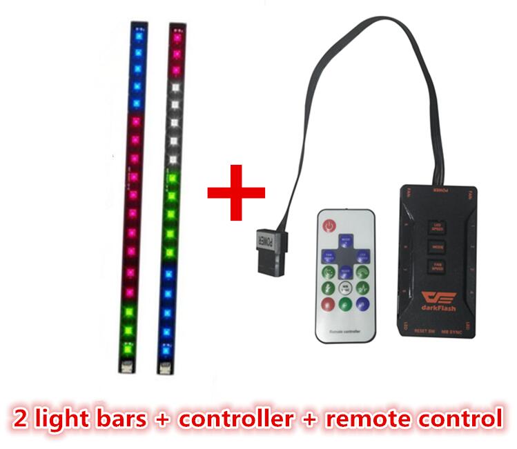 Darkflash – boîtier d&#39;ordinateur DR12 pro aura sync, refroidisseur, ventilateur ARGB, télécommande IR 120mm, barre lumineuse LED RGB: 2 light and Control