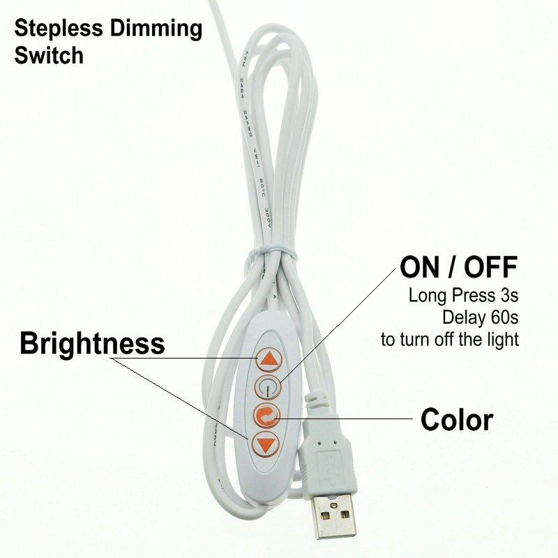 5V Usb Led Bureaulamp Oog Beschermen Dimbare Led Buis Bar Licht Voor Nachtkastje Boek Lezen Studie Kantoor Werk kinderen Nachtverlichting: Stepless Dimming / 35CM