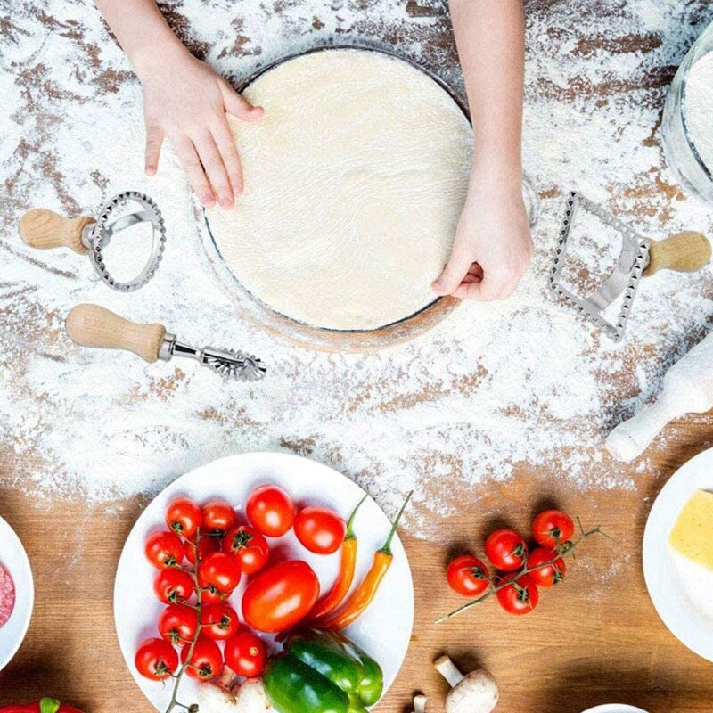 Ravioli producent nóż zestaw stempli prowadzący krajalnica robić ciasta i stemple z drewnianą rączką robić Ravioli, makaronu, pierogów