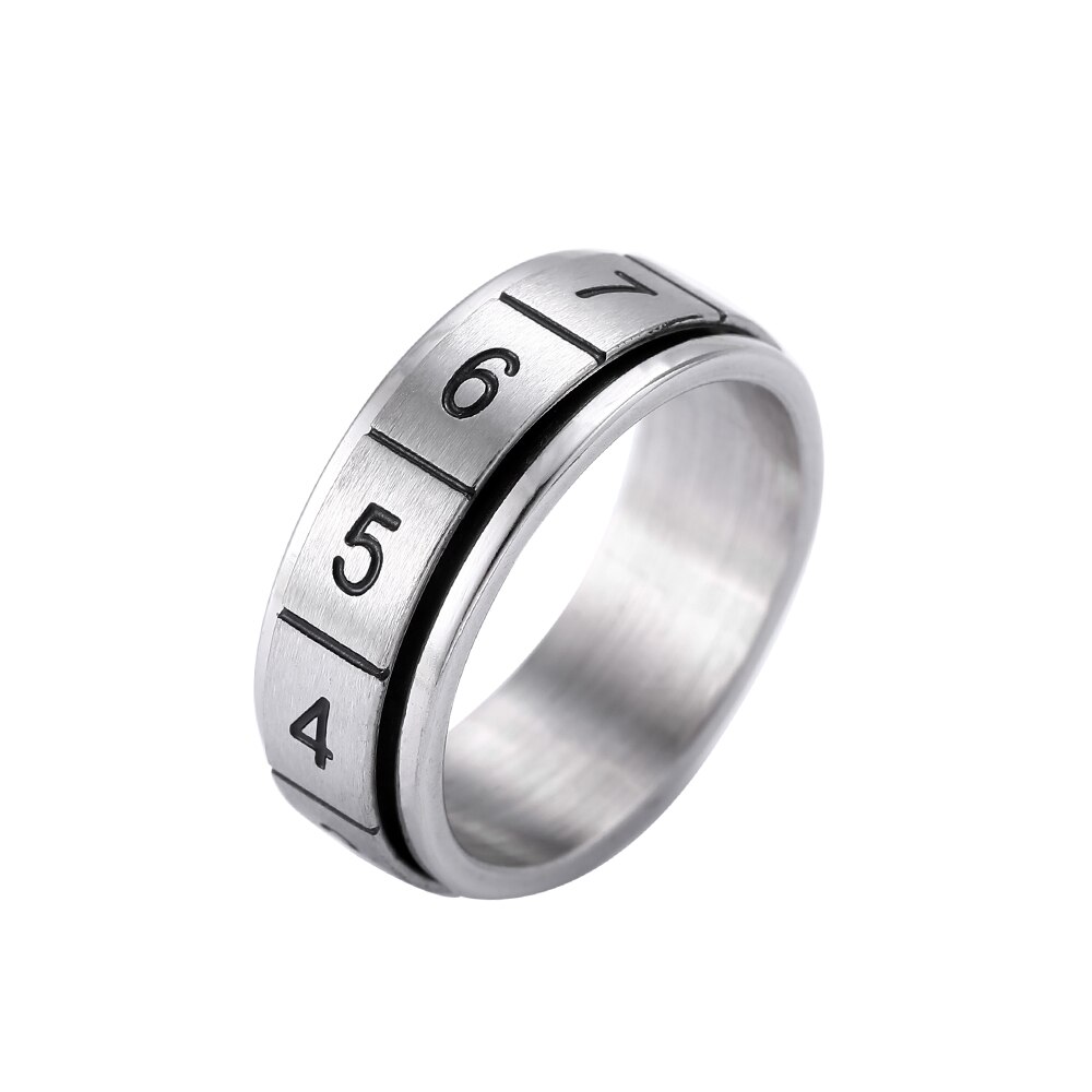 8mm Rotated Titanium Ring for Men and Women Arab Numerals