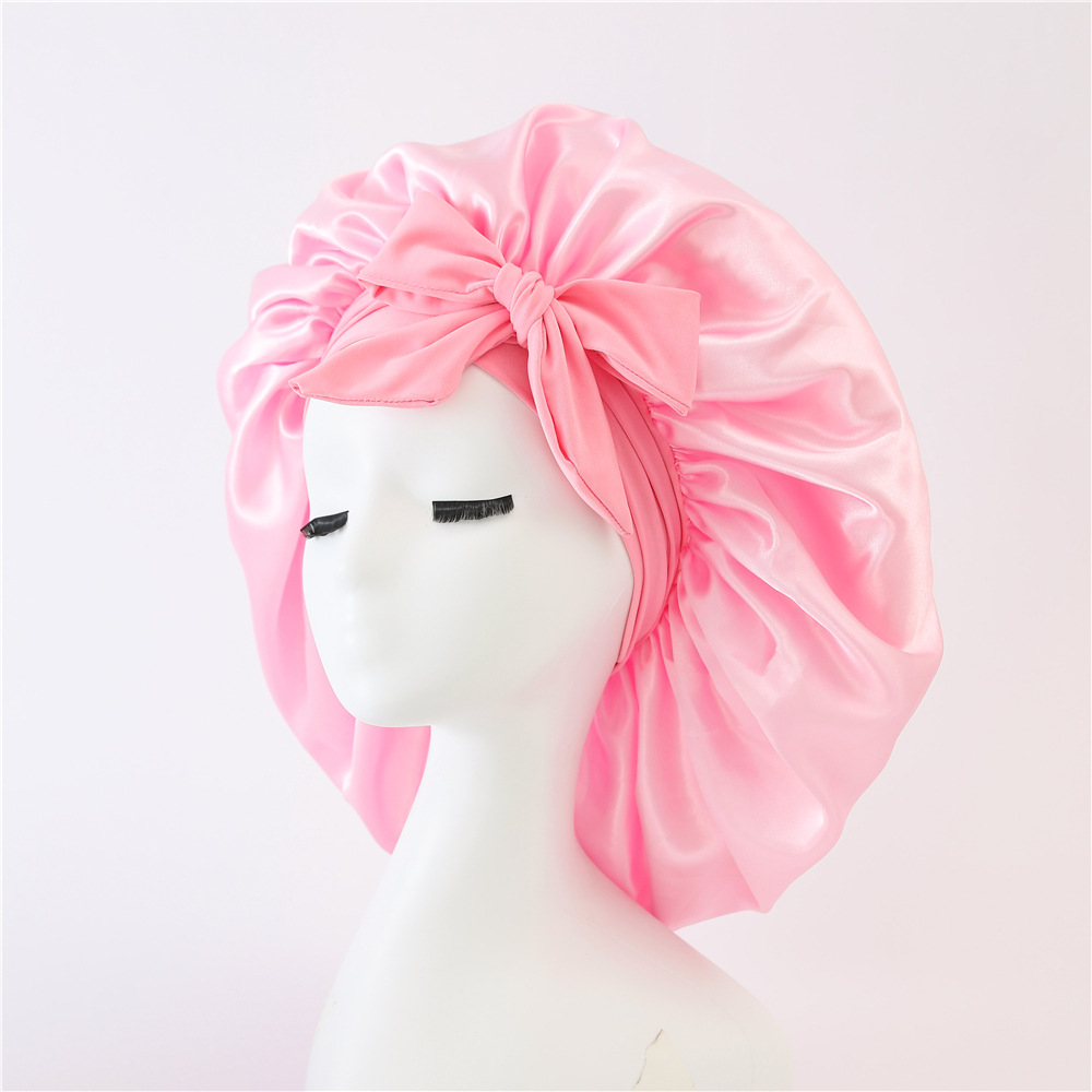 Gorro de satén para el pelo para mujer, gorros para dormir, gorros redondos para el cuidado del cabello, gorro de noche, cubierta para la cabeza Reversible, cubierta para la cabeza de ducha para el cuidado del cabello: Rojo