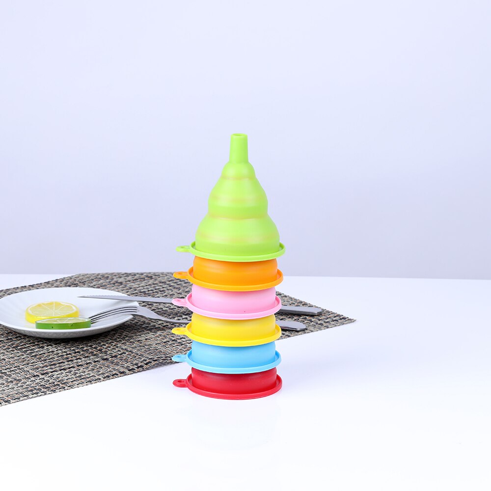 1 pc DIY Food-Grade Folding Silicone Funnel Household Liquid Dispensing Mini Funnel Random Color Kitchen Tool