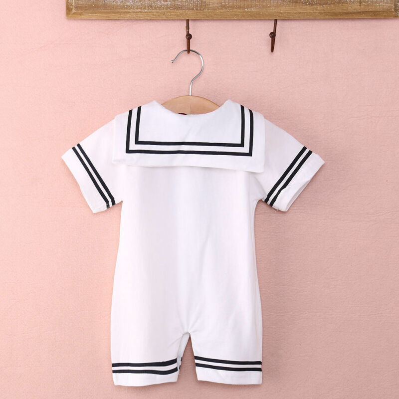 Sailor Kraag Korte Mouwen Baby Boy Romper Jumpsuit