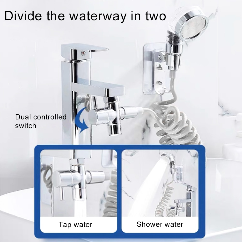 Bathroom Basin Toilet Faucet External Hand Shower Head Spring Hose Rack Kit Drains Strainer Hose Sink Washing Shower Tap Head